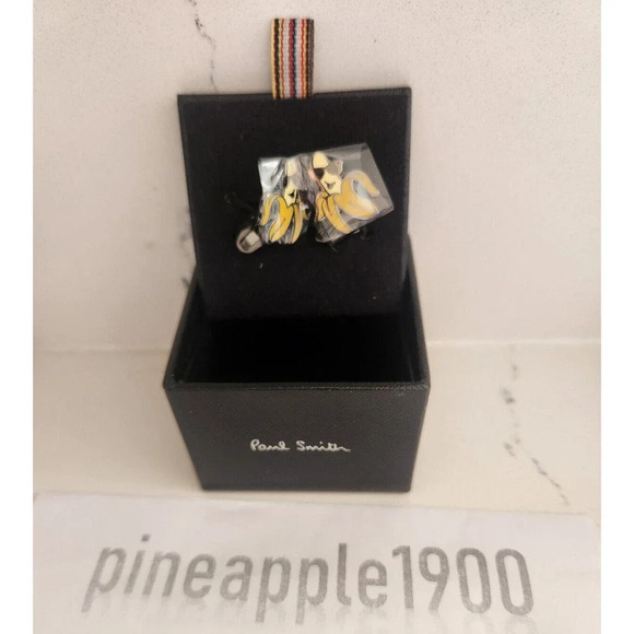 NIB Paul Smith Metal CUFFLINKS Banana with Sunglasses - Picture 1 of 10